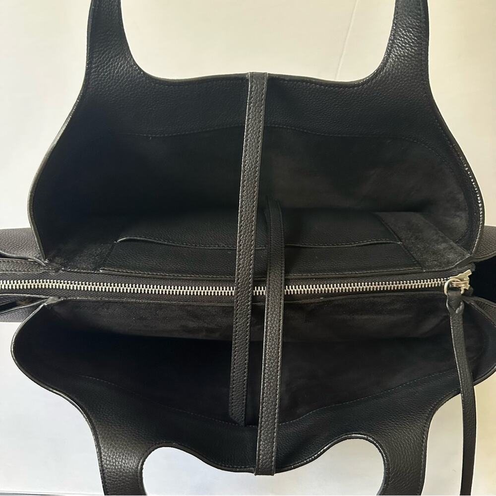 Celine Phoebe Philo Med Tri-Fold Black Shoulder Bag Grained Leather Authentic - Picture 4 of 16